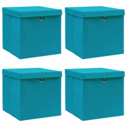  Pudełka z pokrywami, 4 szt., błękitne, 32x32x32 cm, tkanina Lumarko!