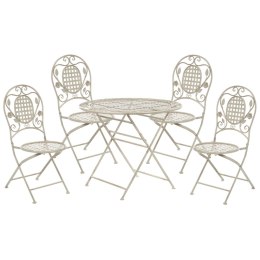 Zestaw ogrodowy metalowy stół i 4 krzesła złamana biel BIVIO Lumarko!