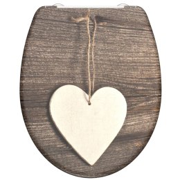 Deska sedesowa wolnoopadająca WOOD HEART, duroplast, nadruk Lumarko