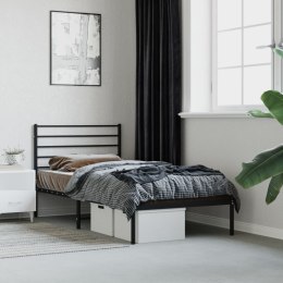 VidaXL Metalowa rama łóżka z wezgłowiem, czarna, 90x200 cm