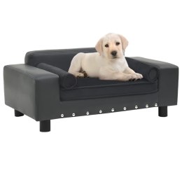 VidaXL Sofa dla psa, ciemnoszara, 81x43x31 cm, plusz i sztuczna skóra