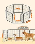 8-panelowy Kojec, żelazna klatka dla psów, ciężkie ogrodzenie zwierząt domowych, pióro szczeniaka, składane i przenośne, 77 x 80
