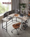Biurko komputerowe, narożne biurko w kształcie litery L, stacja robocza z półkami do biura domowego, oszczędność przestrzeni, ła