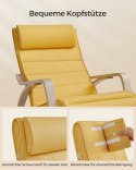 Krzesło z podłokietnikiem brzozy Drewno bujane 5-kierunkowe regulowane obciążenie podnóżka 150 kg dla sypialni salon pastel żółt
