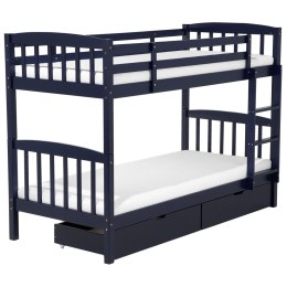 Łóżko piętrowe z szufladami drewniane 90 x 200 cm niebieskie REVIN Lumarko!