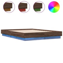 Rama łóżka z oświetleniem LED, brązowy dąb, 135x190 cm Lumarko!