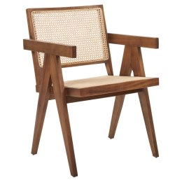 Krzesło drewniane z plecionką rattanową jasne drewno z brązowym WESTBROOK Lumarko!