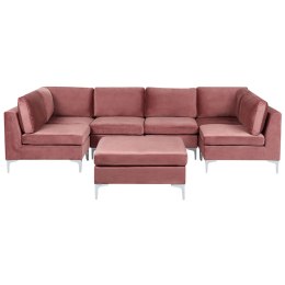 Sofa modułowa 6-osobowa z otomaną welurowa różowa EVJA Lumarko!