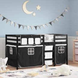 Dziecięce łóżko na antresoli, biało-czarne zasłonki, 80x200 cm Lumarko!