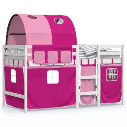 Dziecięce łóżko na antresoli, z tunelem, różowe, 90x200 cm Lumarko!