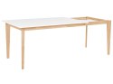 Stół do jadalni rozkładany 140/180 x 90 cm biały z jasnym drewnem SOLA Lumarko!
