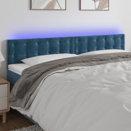 Zagłówek do łóżka z LED, ciemnoniebieski 160x5x78/88cm, aksamit Lumarko!