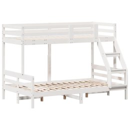 Łóżko piętrowe, 90x200/120x200 cm, białe, lite drewno sosnowe Lumarko!