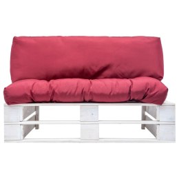 VidaXL Ogrodowa sofa z palet, z czerwonymi poduszkami, sosna