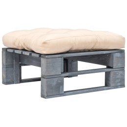 VidaXL Ogrodowy stołek z palet z piaskową poduszką, szare drewno