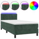 Łóżko kontynentalne z materacem i LED zielony aksamit 80x200 cm Lumarko!