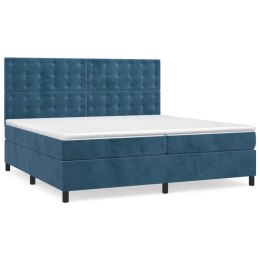 Łóżko kontynentalne z materacem, niebieskie, aksamit, 200x200cm