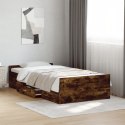 Rama łóżka z szufladami, przydymiony dąb, 100x200 cm