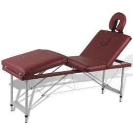  Czerwony składany stół do masażu 4 strefy z aluminiową ramą Lumarko!