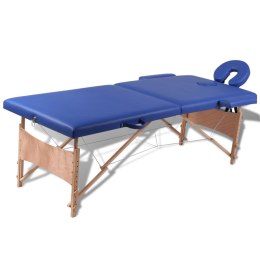Lumarko Niebieski składany stół do masażu 2 strefy z drewnianą ramą