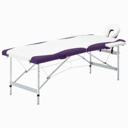 Lumarko 2-strefowy, składany stół do masażu, aluminium, biało-fioletowy
