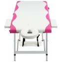  2-strefowy, składany stół do masażu, aluminium, biało-różowy Lumarko!