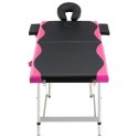  2-strefowy, składany stół do masażu, aluminium, czarno-różowy Lumarko!