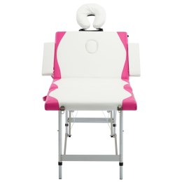  4-strefowy, składany stół do masażu, aluminium, biało-różowy Lumarko!