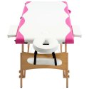  Składany stół do masażu, 2 strefy, drewniany, biało-różowy Lumarko!