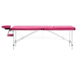  Składany stół do masażu, 3 strefy, aluminiowy, różowy Lumarko!