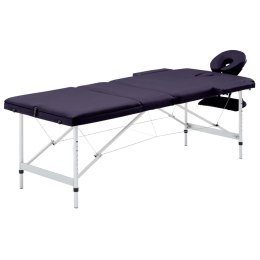  Składany stół do masażu, 3 strefy, aluminiowy, winny fiolet Lumarko!