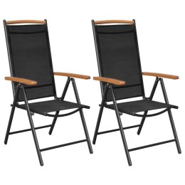  Składane krzesła ogrodowe, 2 szt., aluminium/textilene, czarne Lumarko!