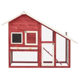 Lumarko Domek dla królika, czerwono-biały 140x63x120 cm, drewno jodłowe