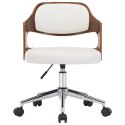  Obrotowe krzesło biurowe, białe, gięte drewno i sztuczna skóra Lumarko!