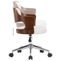  Obrotowe krzesło biurowe, białe, gięte drewno i sztuczna skóra Lumarko!