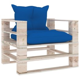  Sofa środkowa z palet, z niebieskimi poduszkami, drewno sosnowe Lumarko!