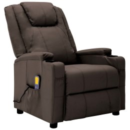 Lumarko Rozkładany fotel masujący, brązowy, sztuczna skóra