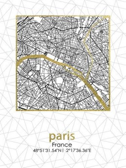 Lumarko Obraz 45x60x1,8cm Plan Miasta Paris
