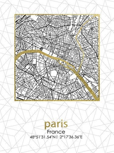  Obraz 45x60x1,8cm Plan Miasta Paris Lumarko!