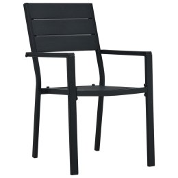  Krzesła ogrodowe, 2 szt., czarne, HDPE o wyglądzie drewna Lumarko!