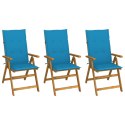  Składane krzesła ogrodowe z poduszkami, 3 szt., drewno akacjowe Lumarko!