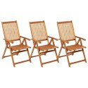  Składane krzesła ogrodowe z poduszkami, 3 szt., drewno akacjowe Lumarko!