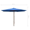 Parasol ogrodowy na drewnianym słupku, 350 cm, niebieski Lumarko!