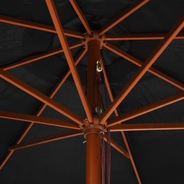  Parasol ogrodowy na drewnianym słupku, 350 cm, czarny Lumarko!