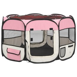  Składany kojec dla psa, z torbą, różowy, 110x110x58 cm Lumarko!