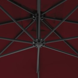  Parasol wiszący ze stalowym słupkiem, 250x250 cm, czerwone wino Lumarko!