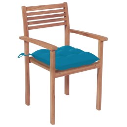  Krzesła ogrodowe, 4 szt., jasnoniebieskie poduszki, tekowe Lumarko!