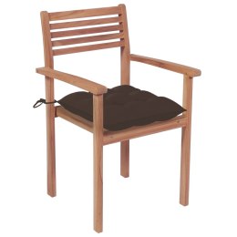  Krzesła ogrodowe, 4 szt., poduszki taupe, drewno tekowe Lumarko!