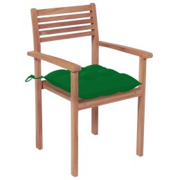  Krzesła ogrodowe, 4 szt., zielone poduszki, drewno tekowe Lumarko!