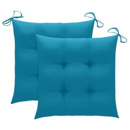 Lumarko Fotel bujany z jasnoniebieską poduszką, lite drewno tekowe